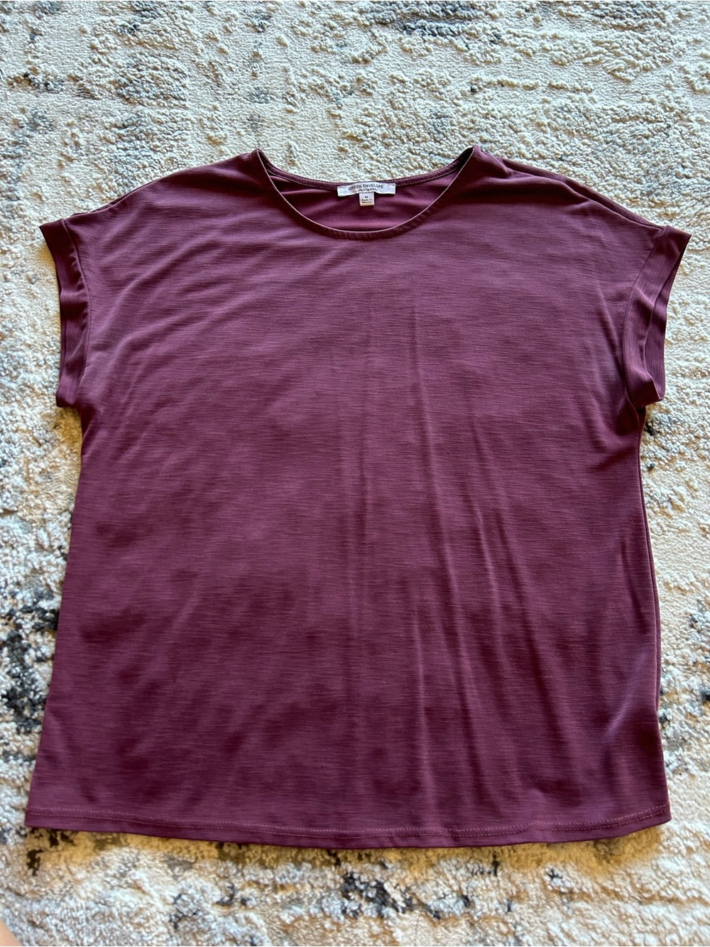 Everyday Relaxed Tee - Burgundy by EILEEN FISHER